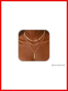 3 Layered Dainty Chain Necklace Stack Set, 14K Gold Plated, 3 Separate Chains